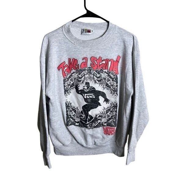 Vintage Early 90s Vans Take A Stand Swestshirt Made In USA Medium - Picture 1 of 5